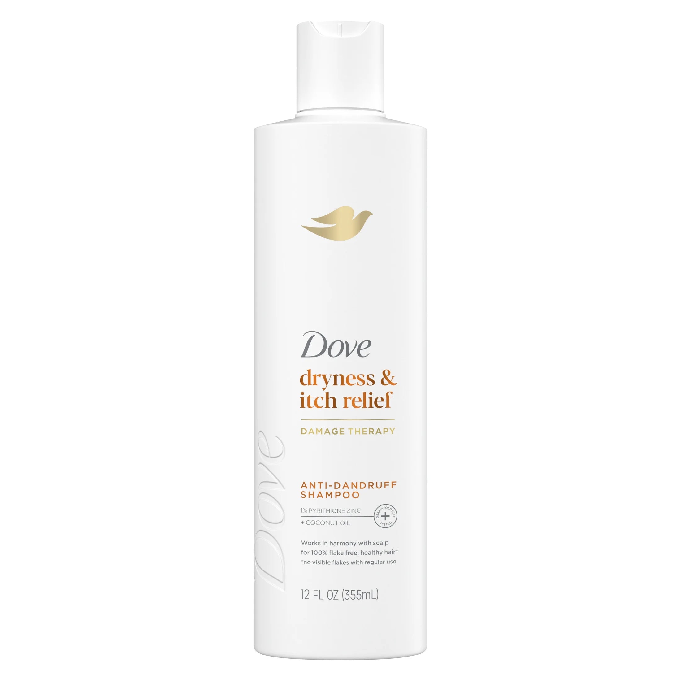 Damage Therapy Derma Anti-Dandruff Shampoo for Flaky Scalp Dryness + Itch with Pyrithione Zinc & Coconut Oil, 12 Oz