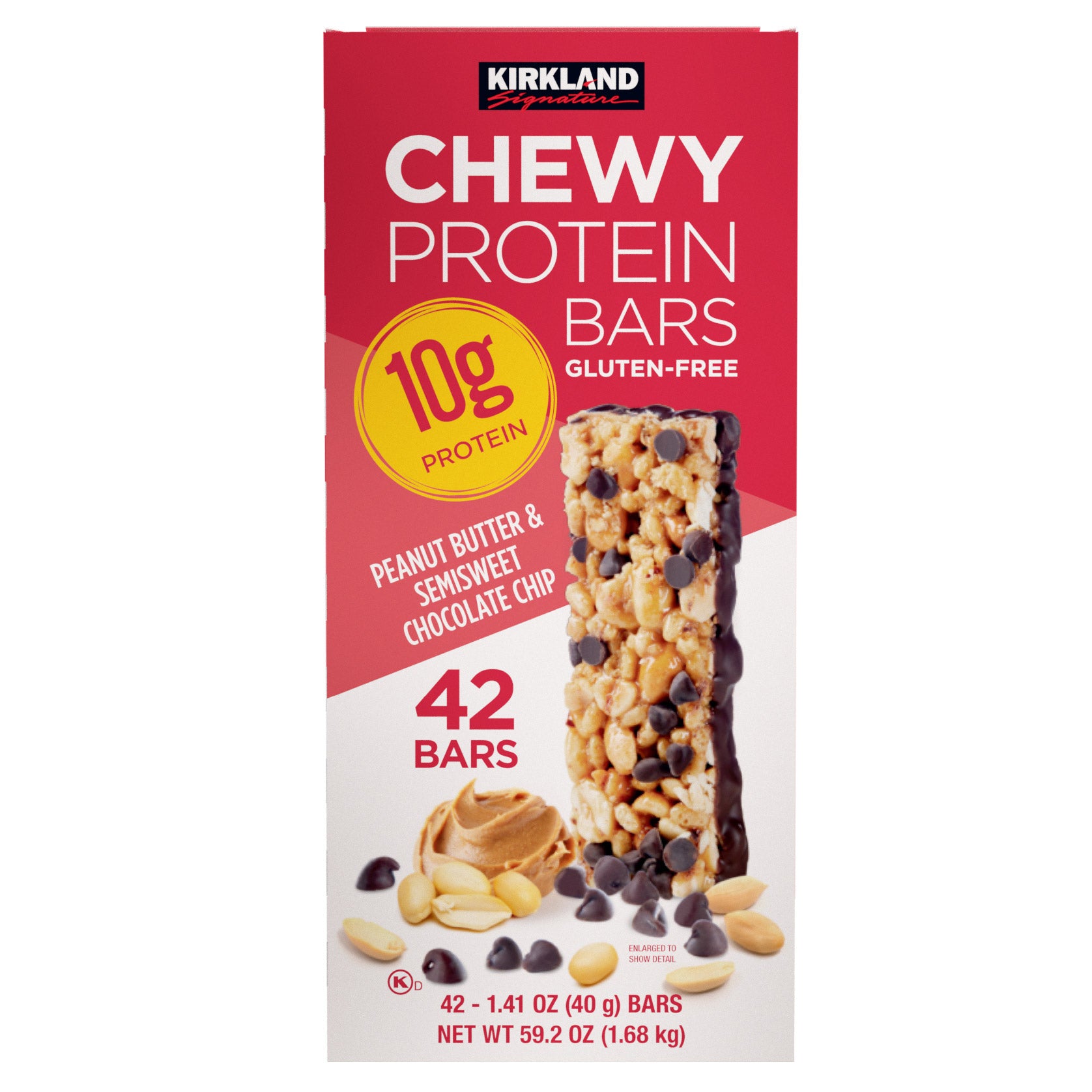 Chewy Protein Bar, Peanut Butter & Semisweet Chocolate Chip, 1.41 Oz, 42-Count