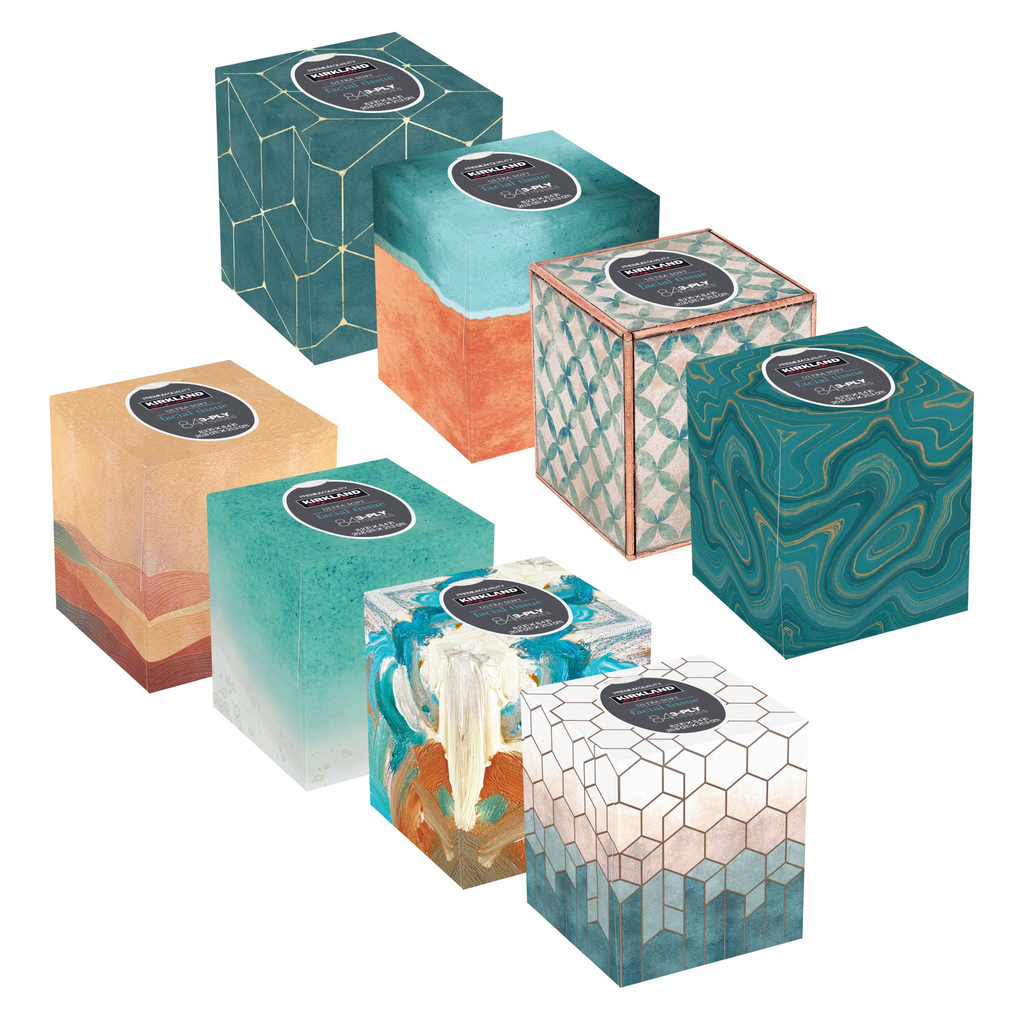 Facial Tissue, 3-Ply, 84-Count, 12-Pack