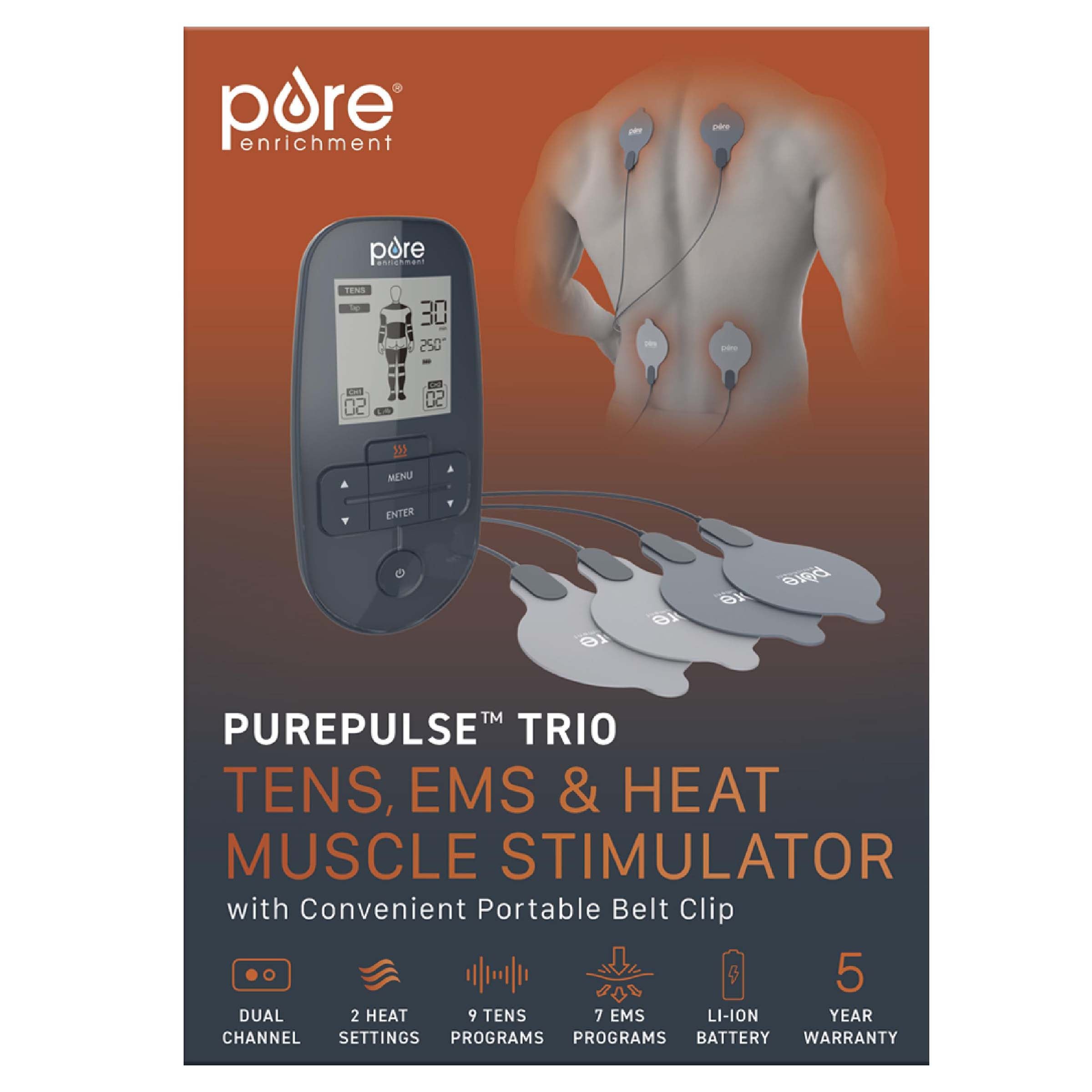 Purepulse Trio TENS, EMS & Heat Muscle Stimulator