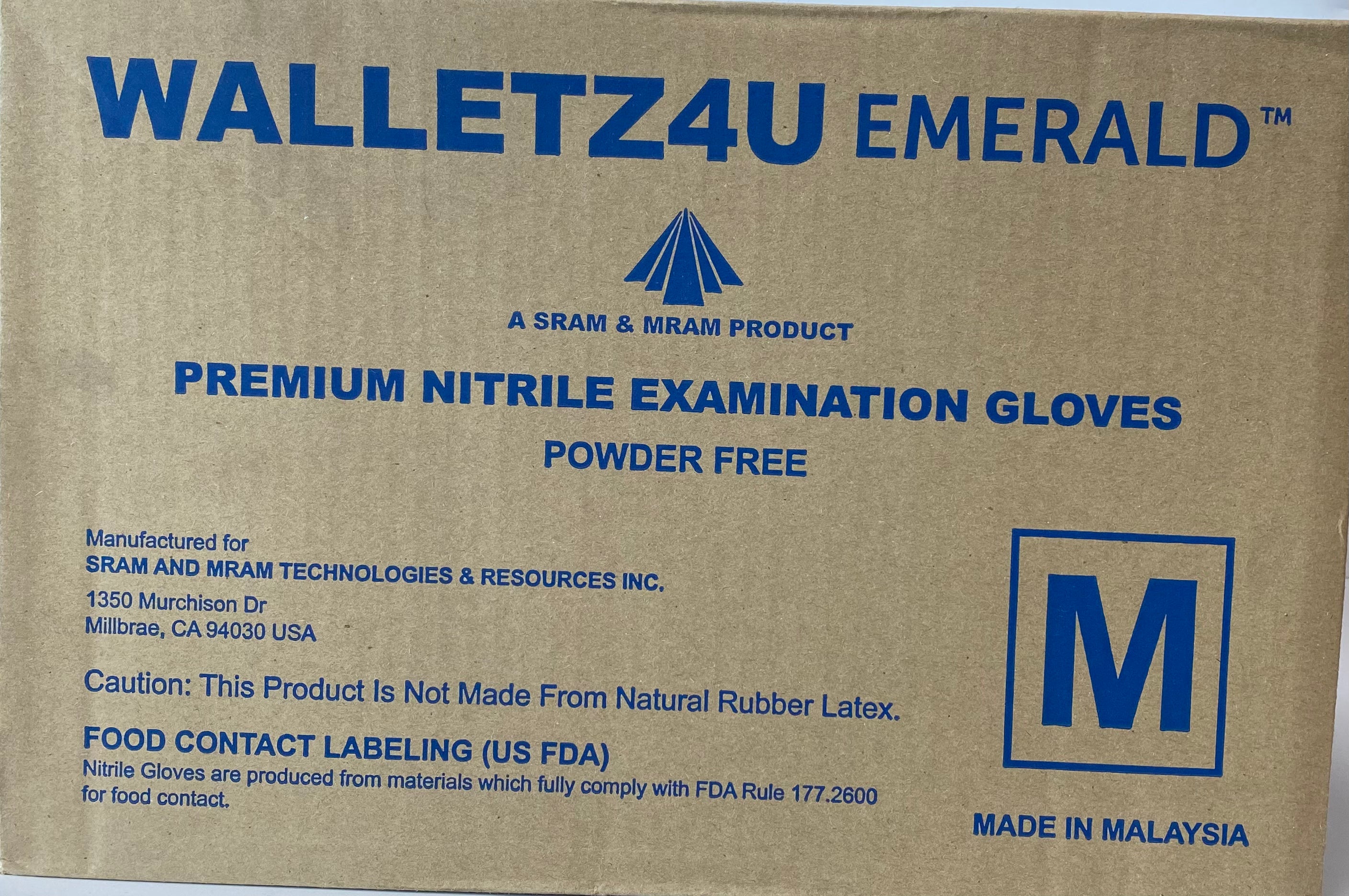 Walletz4u Gloves, Powder Free Nitrile Exam Gloves - Medium Size_ LMT 2Cases