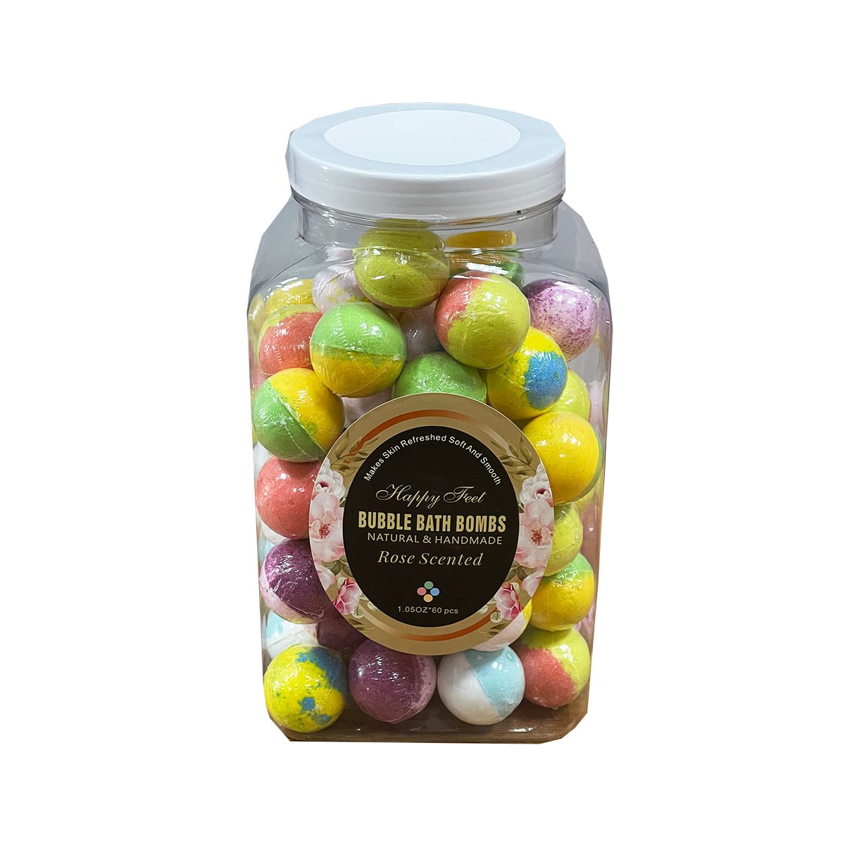 HappyFeet Bubble 60 Bath Bombs - Cream Rose_ LMT 1Case