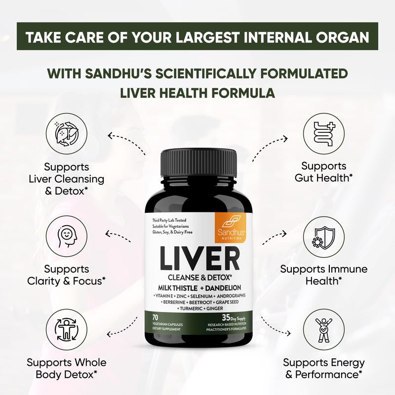 【Sandhus】Liver Supports 11 Ingredient Blend with Milk Thistle and Dandelion Dietary Supplement Healthcare Edible Fitness Protein