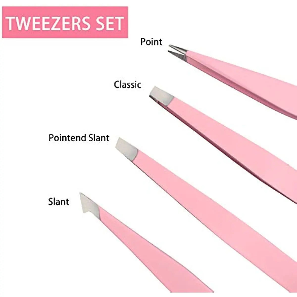 Portable Comfort Stainless Steel Eyebrow Tweezers with Storage Box, 4Pcs Professional Tweezers for Eyebrows, Facial Hair, Ingrown Hair & Blackhead Cleaning, Skincare Tool