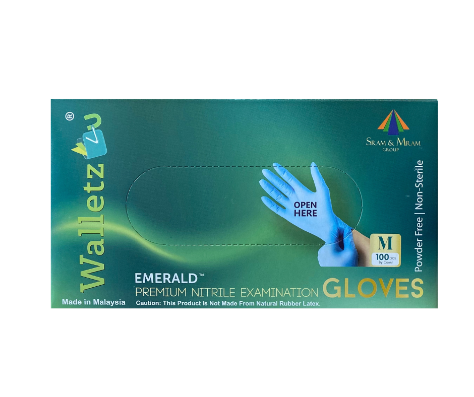 Walletz4u Gloves, Powder Free Nitrile Exam Gloves - Small Size- Box