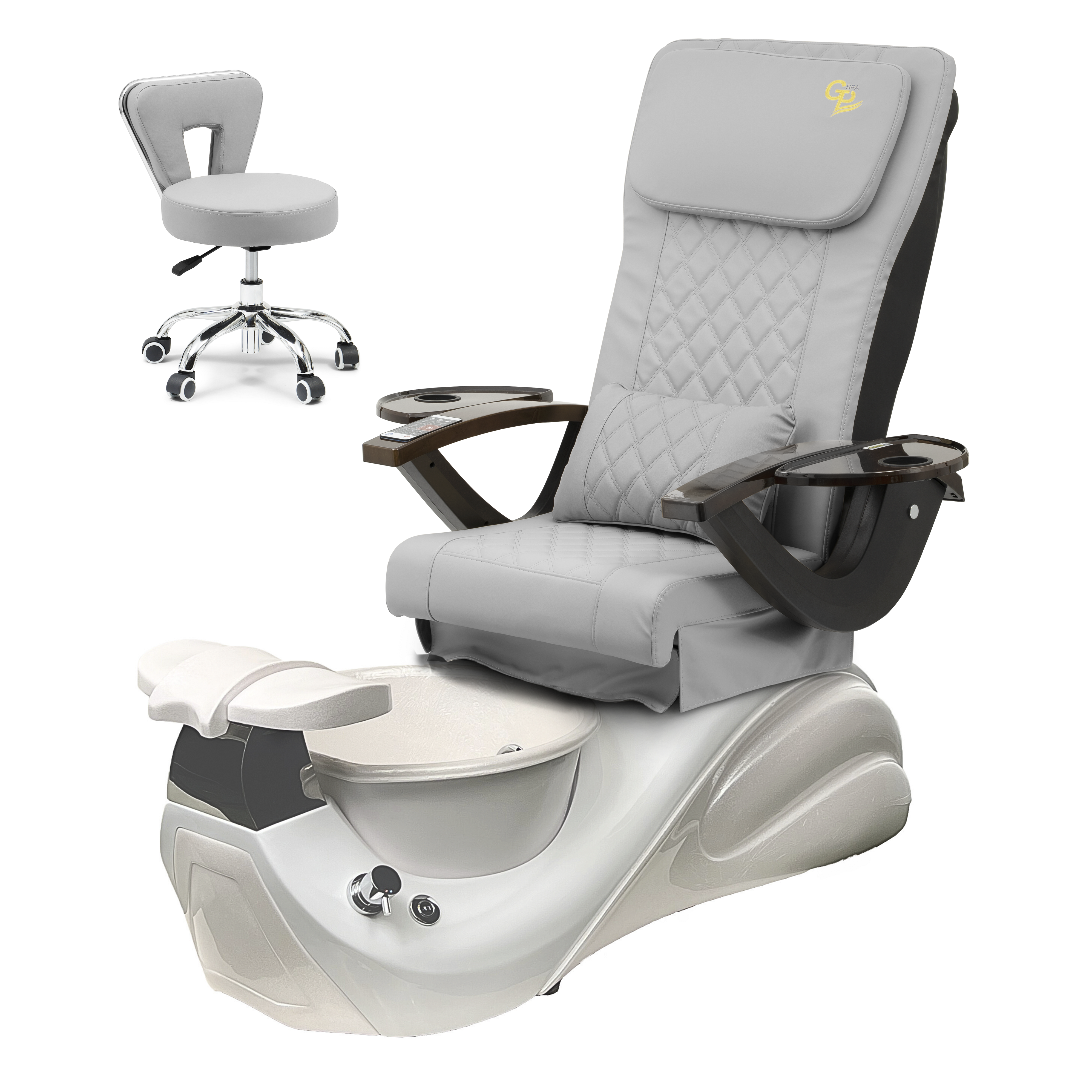 Vespa Pedicure Spa Chair  - White Base - Marble Bowl Machiato - C01 Leather