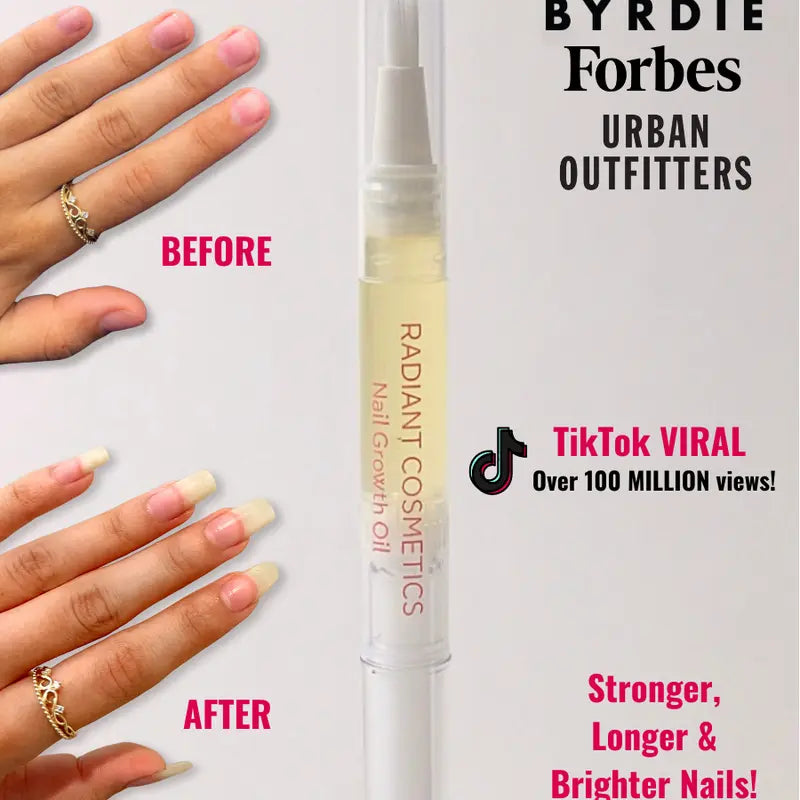 Radiant Cosmetics Nail Growth Oil - Moisturizing, Growth, Strengthening, and Brightening Formula with Vitamins and Fatty Acids for Overall Nail Health Moisture Nail Care