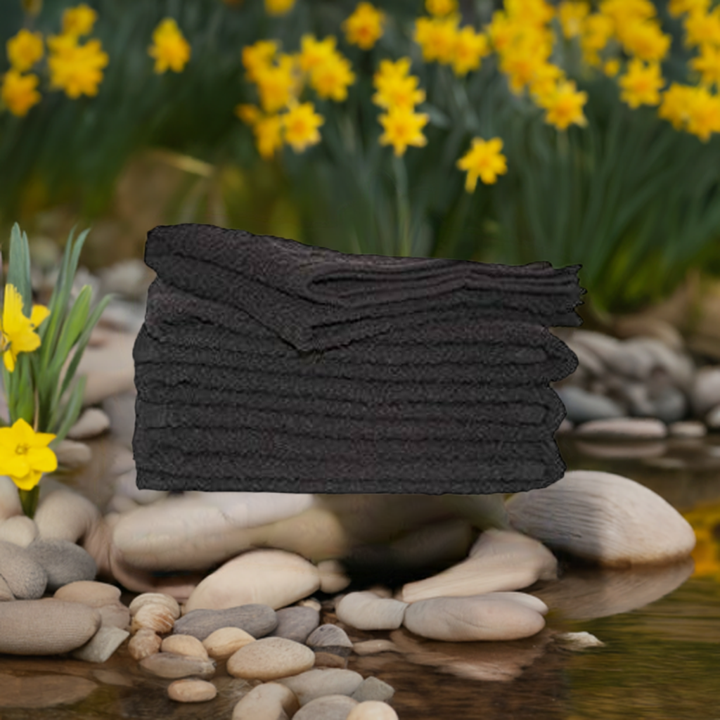 12 PCS Magna Plus Cotton Towels 100% Cotton - Black