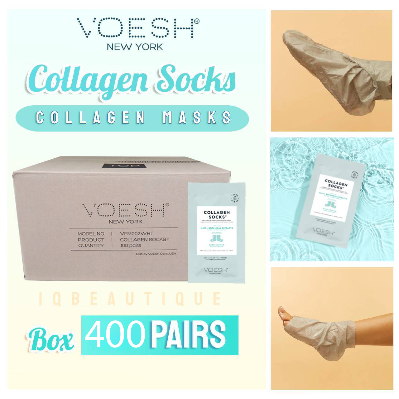 Voesh Deluxe Pedicure Collagen SOCKS - Mint & Botan