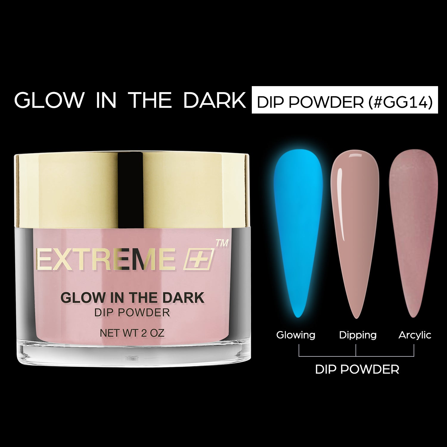 EXTREME+ SUPER Glow in the Dark Dip Powder 2 oz - #014