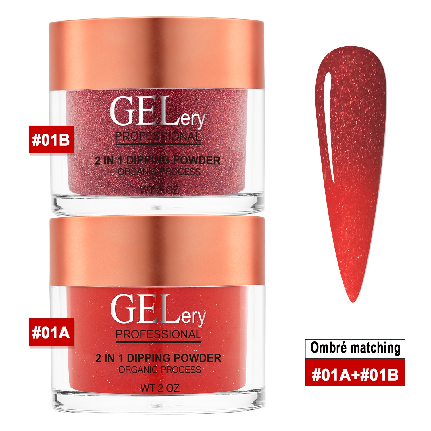 GELery  Ombre Dipping Set  - #1A + 1B - Free Easy Ombre Base Gel 0.5oz