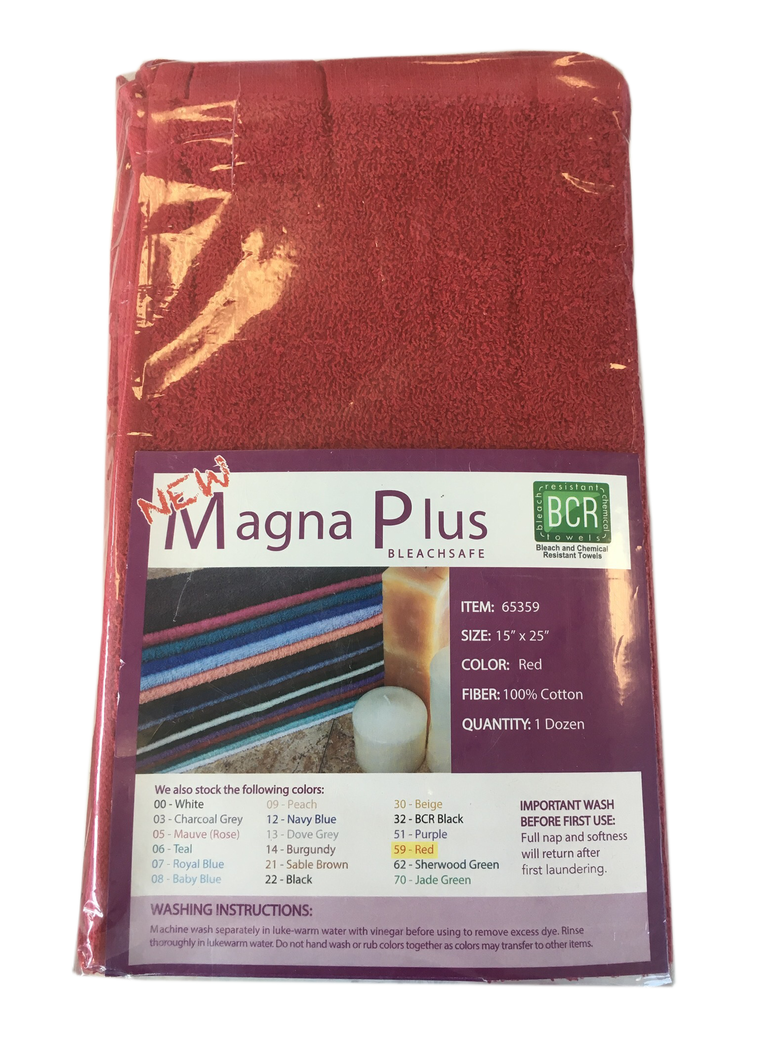 12 PCS Magna Plus Cotton Towels 100% Cotton - Red