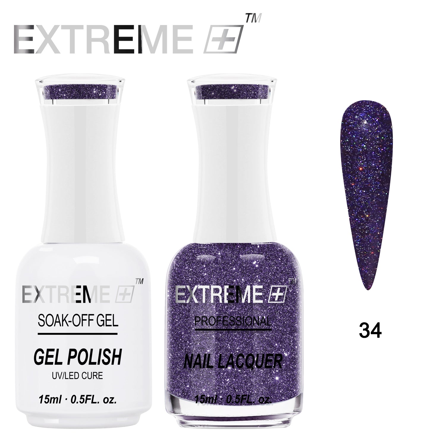 EXTREME+ Holo Chrome Gel Matching Lacquer - #034