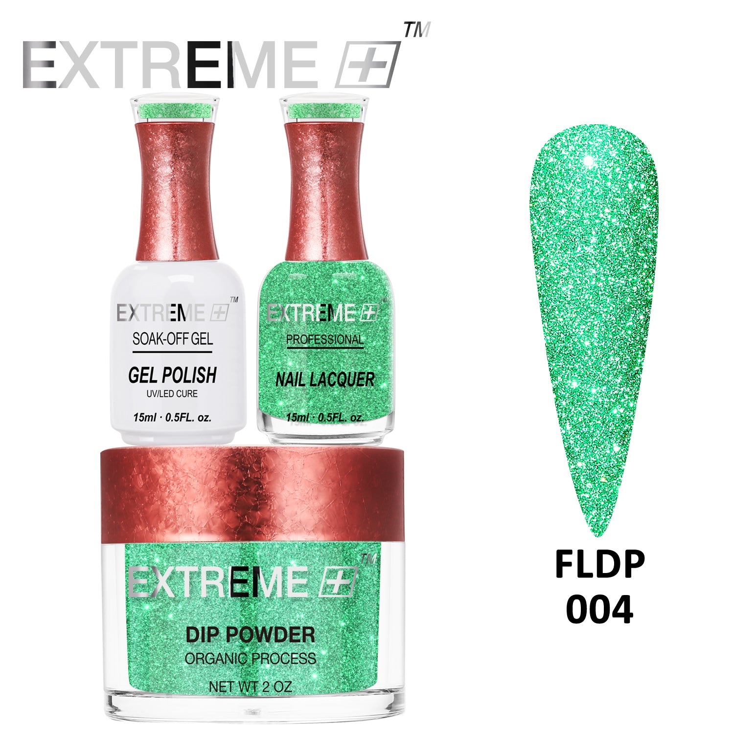 EXTREME+ Flashlight on Nail Reflective Glitter Trio Kit - #004 Jade