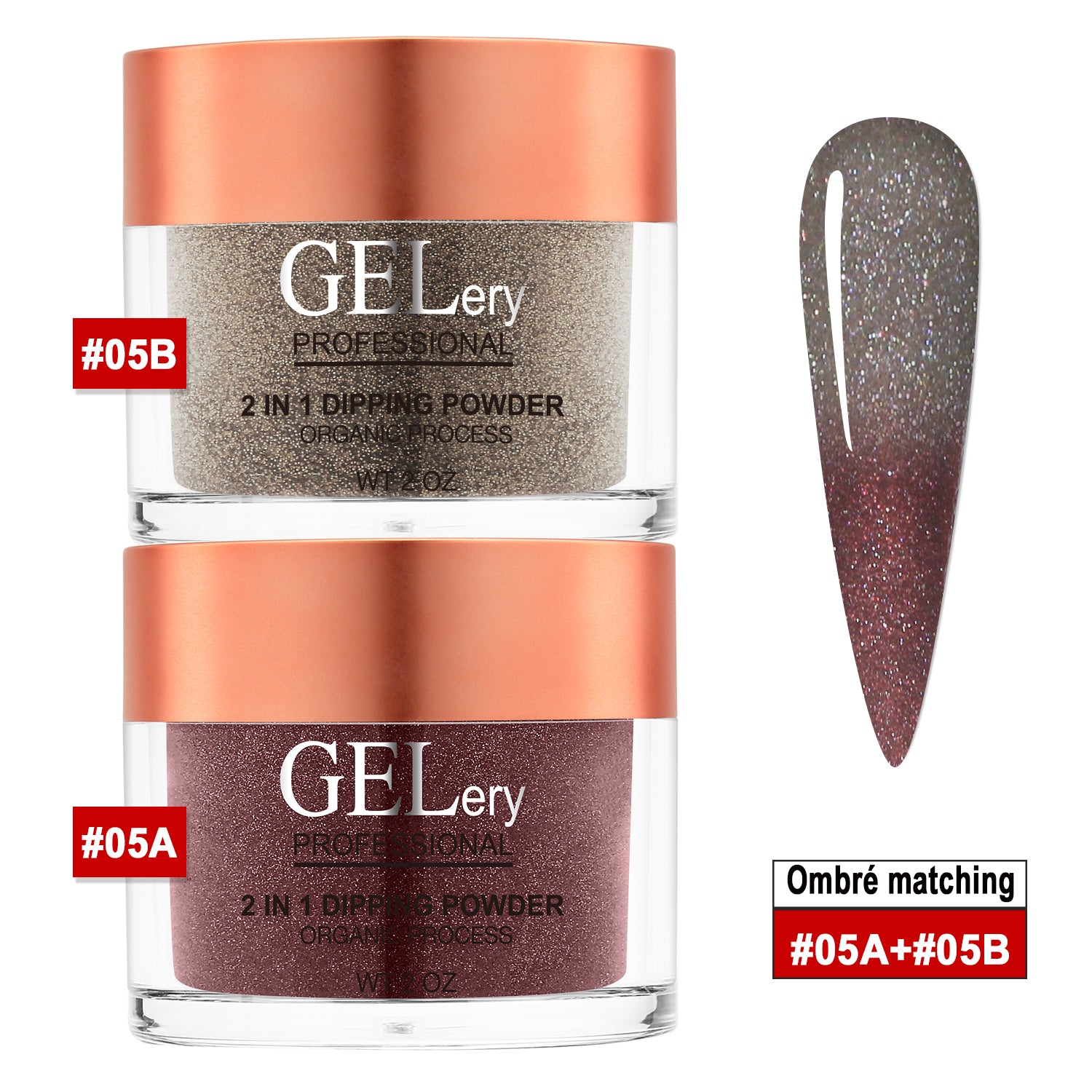 GELery  Ombre Dipping Set  - #5A + 5B - Free Easy Ombre Base Gel 0.5oz