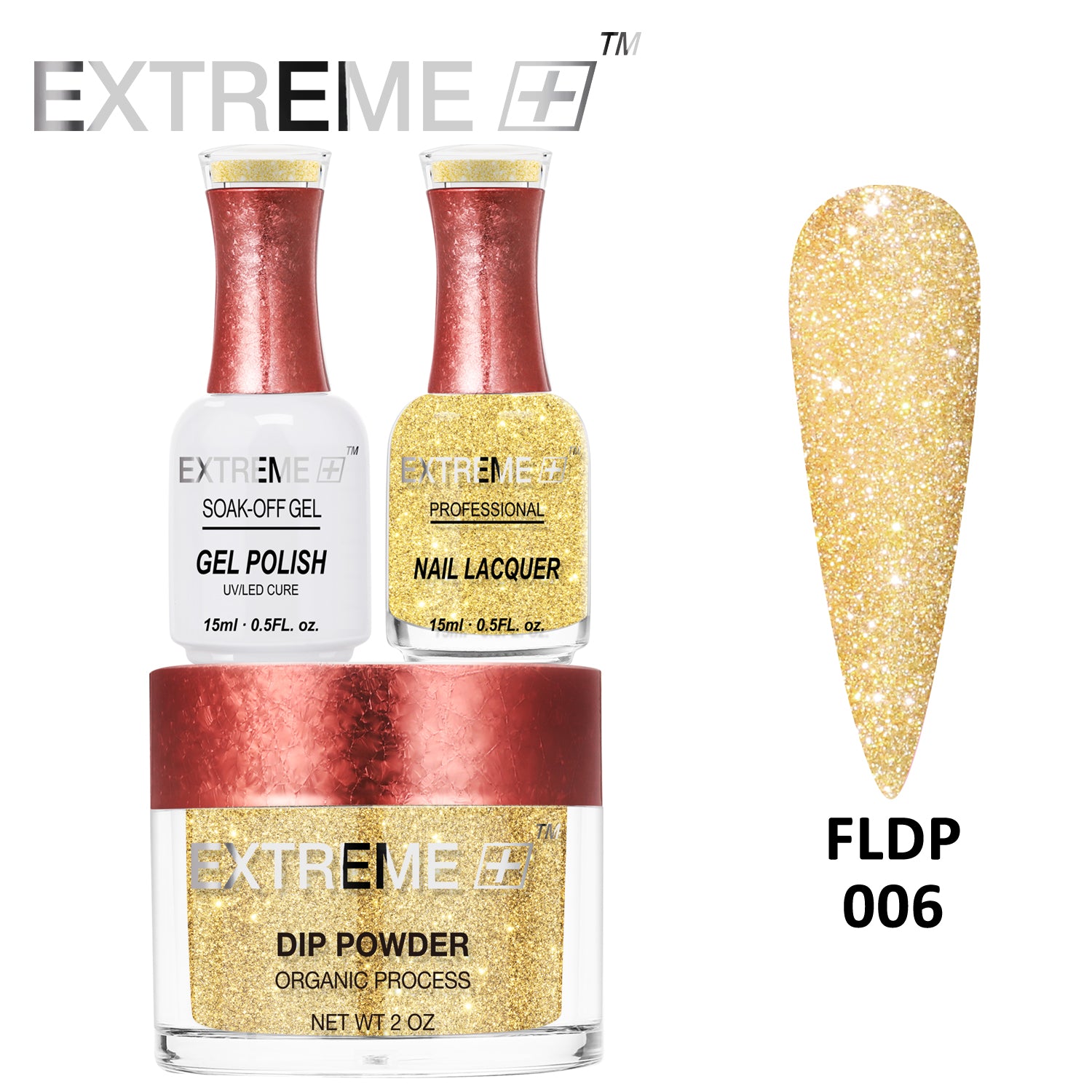 EXTREME+ Flashlight on Nail Reflective Glitter Trio Kit - #006 Bronzer