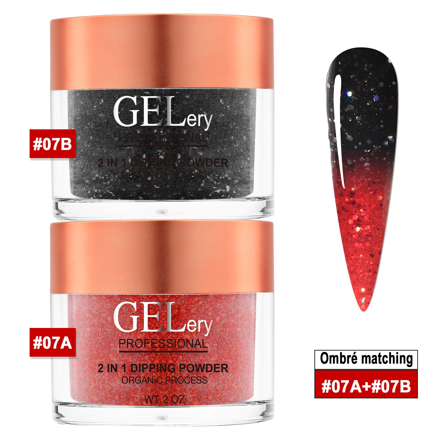 GELery  Ombre Dipping Set  - #7A + 7B - Free Easy Ombre Base Gel 0.5oz