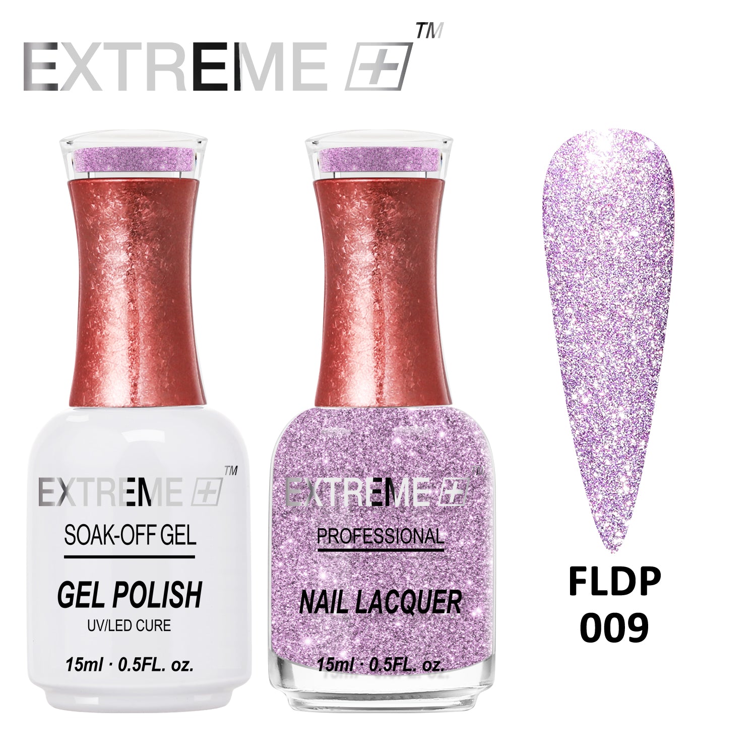 EXTREME+ Flashlight on Nail Reflective Glitter Gel Duo - #009 Rose Pink