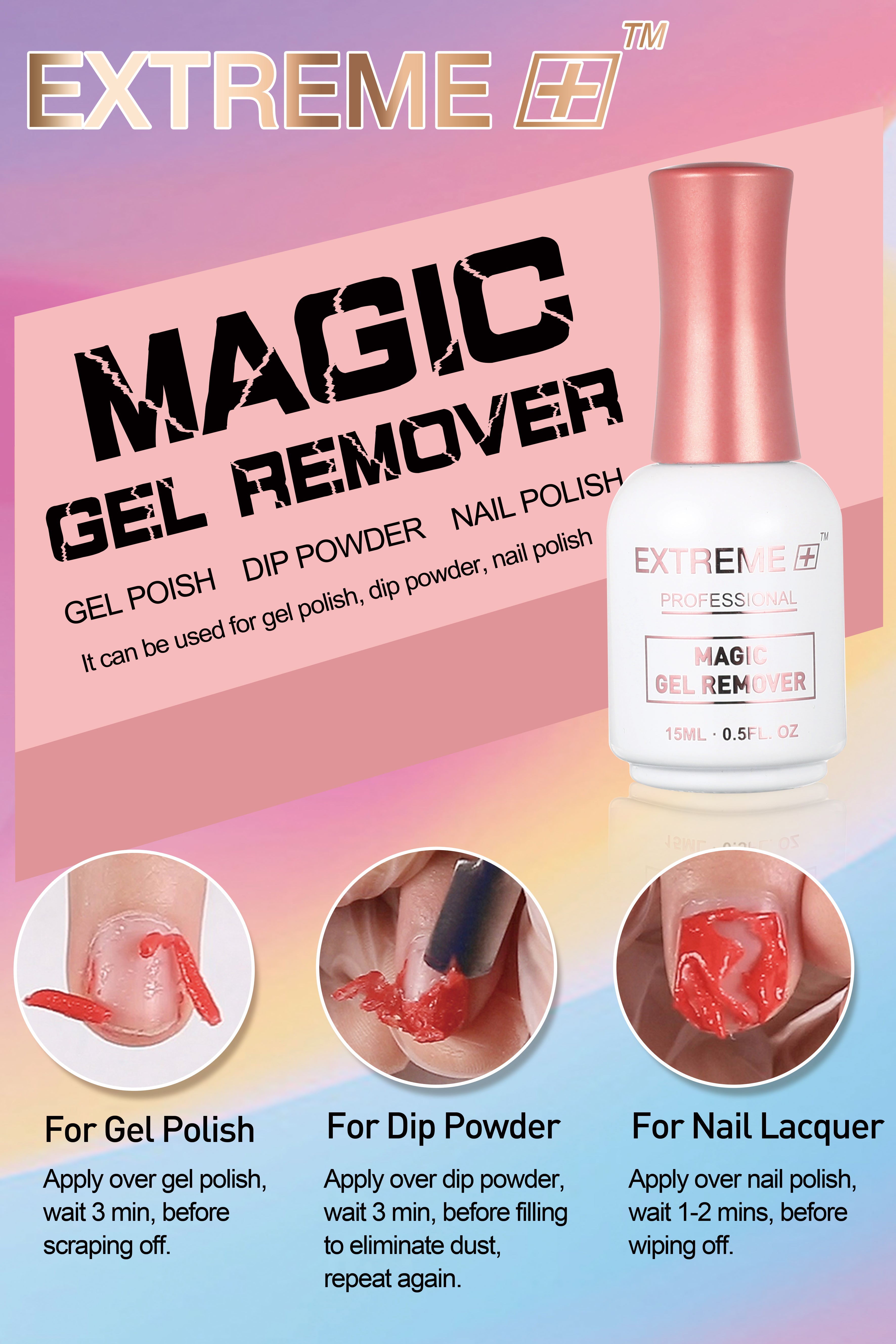 EXTREME+ Magic Remover Gel Nail Polish Remover 15mL 0.5oz