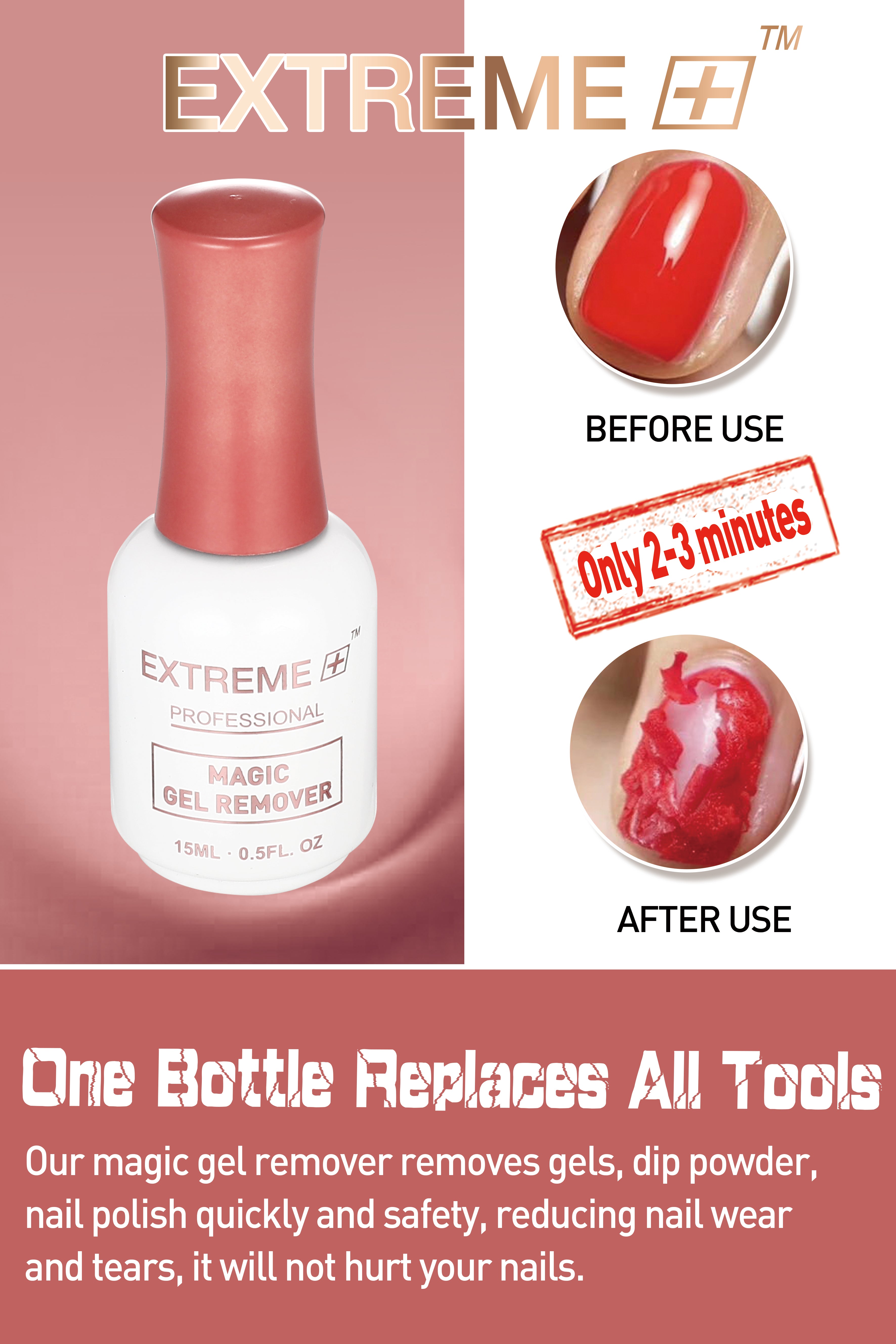 EXTREME+ Magic Remover Gel Nail Polish Remover 15mL 0.5oz