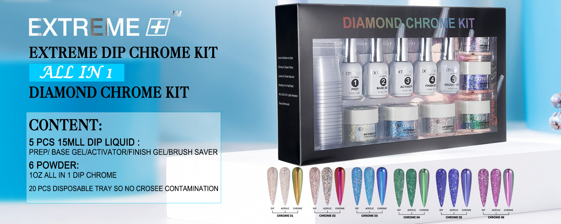 EXTREME+ Diamond Chrome Dipping Powder Kit