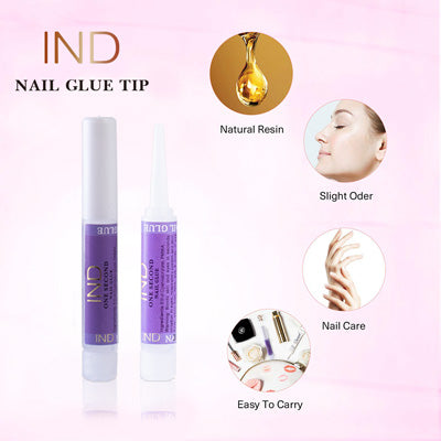 4 PCS IND Nail Tip Glue - Adhesive Super Bond For Acrylic Nails Tips - 0.07 oz for each glue