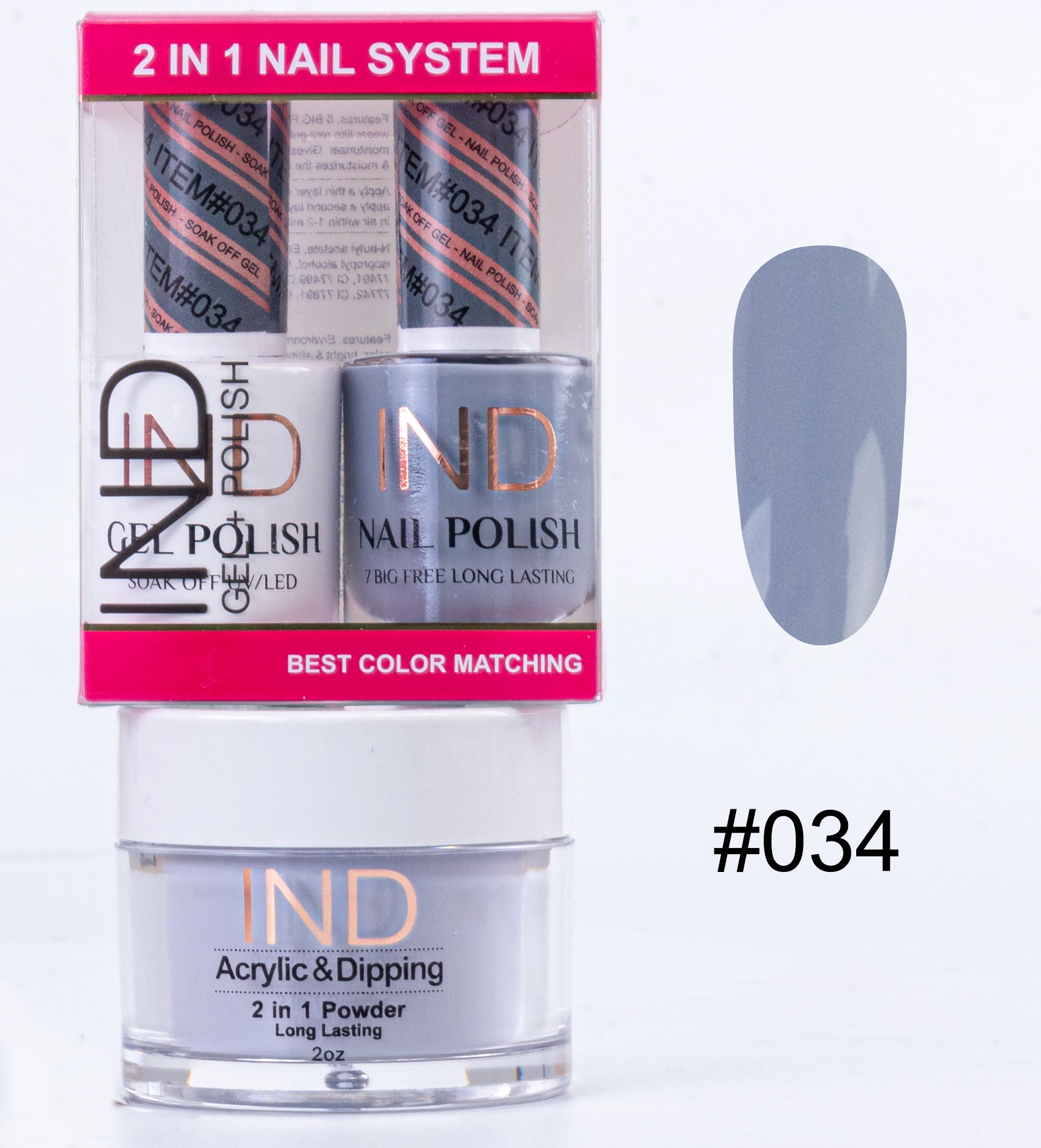 IND 3 IN 1 Combo Gel +Lacquer+dipping powder - #34