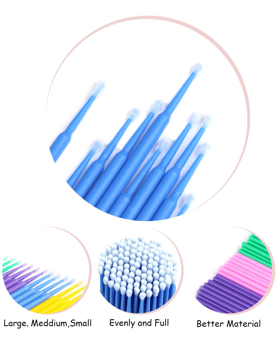 100 Pieces Micro Applicator Brushes Lash Micro Swabs for Eyelash Extensions, Makeup