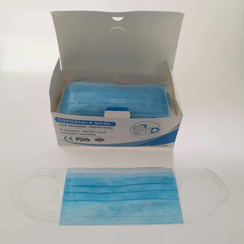 50 Pcs Angel Wing Disposable 3 Ply Face Mask Blue