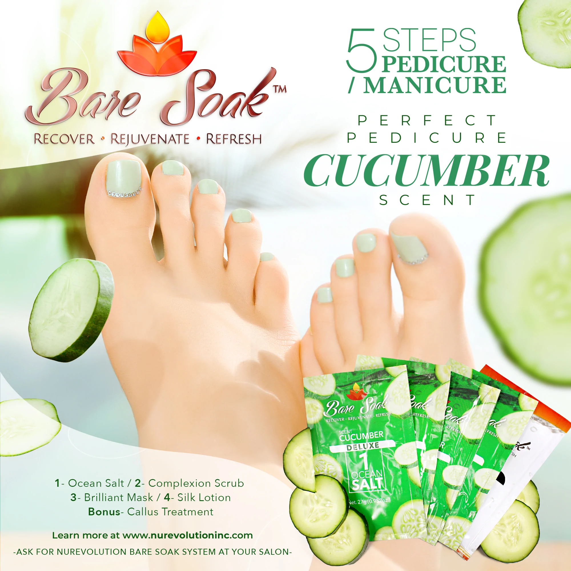 NuRevolution Deluxe 5 Steps Pedicure - Cucumber