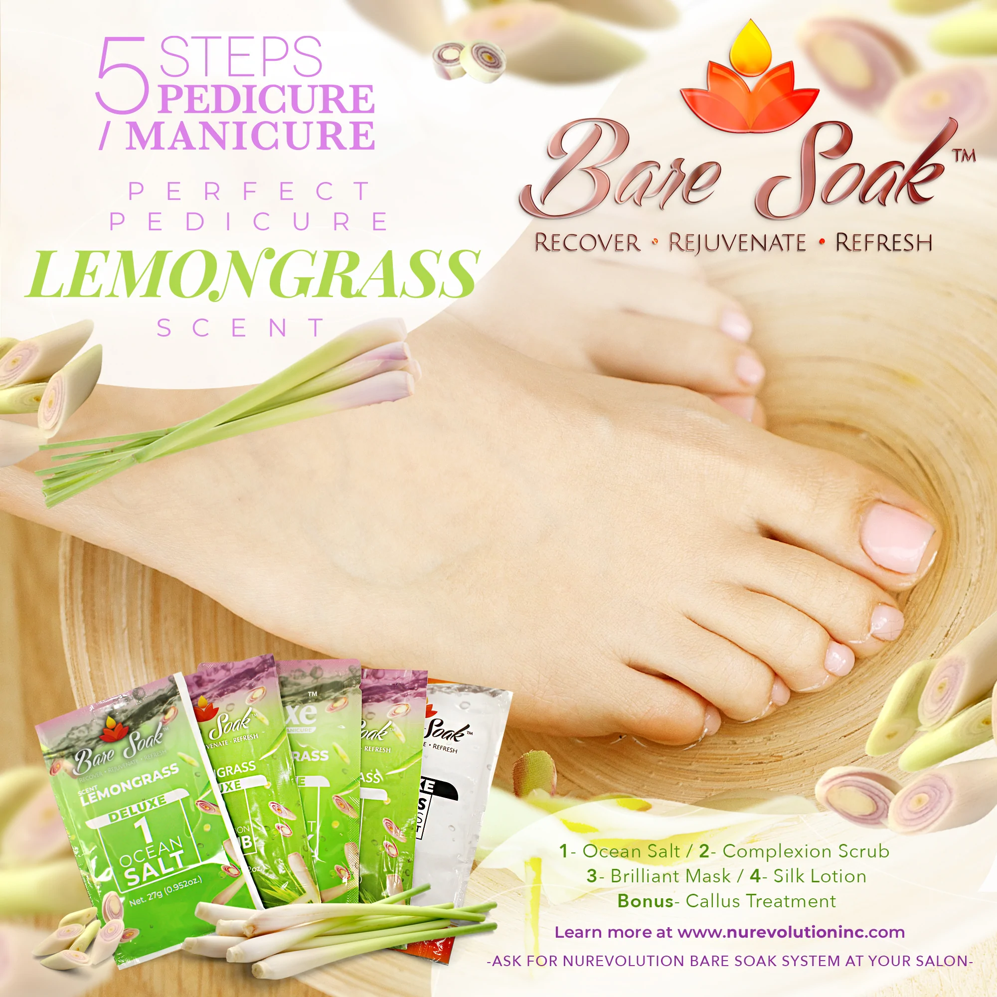 NuRevolution Deluxe 5 Steps Pedicure - Lemongrass