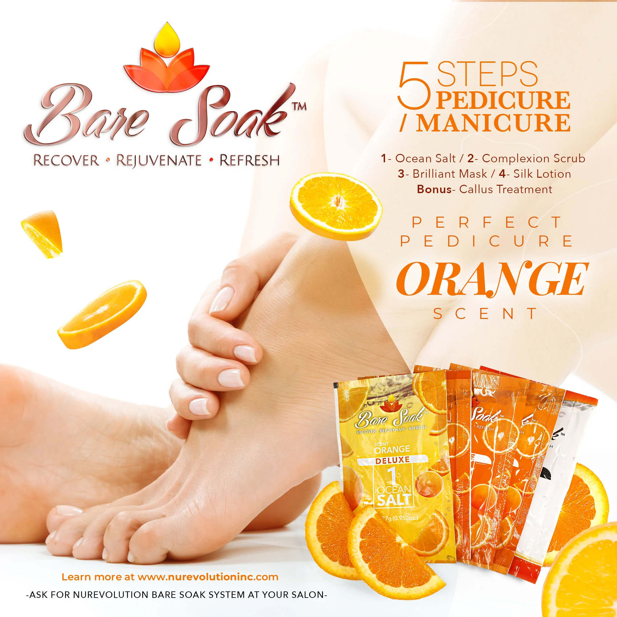 NuRevolution Deluxe 5 Steps Pedicure - Orange