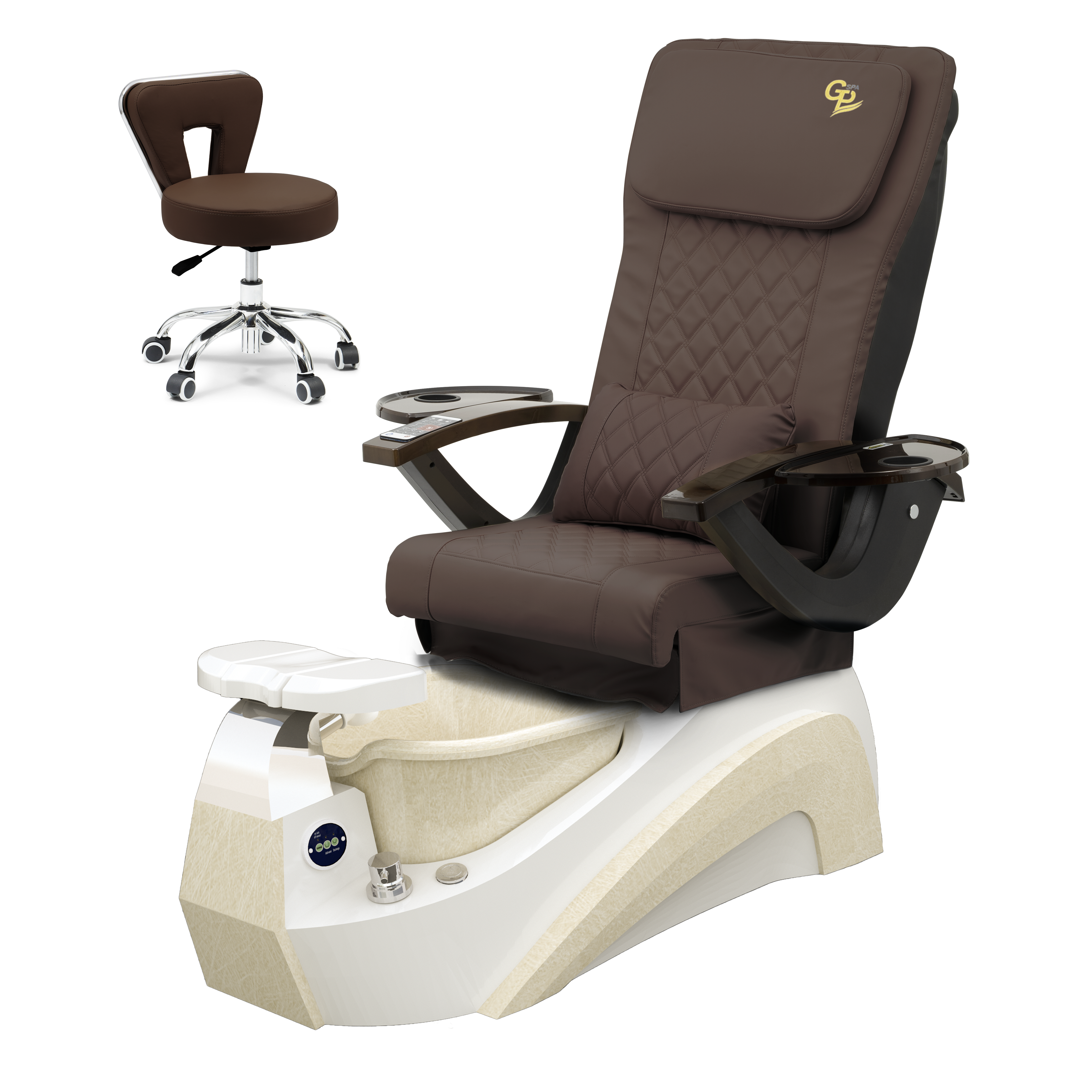 Tarex Pedicure Spa Chair  - White Base - Marble Bowl White - C01 Leather