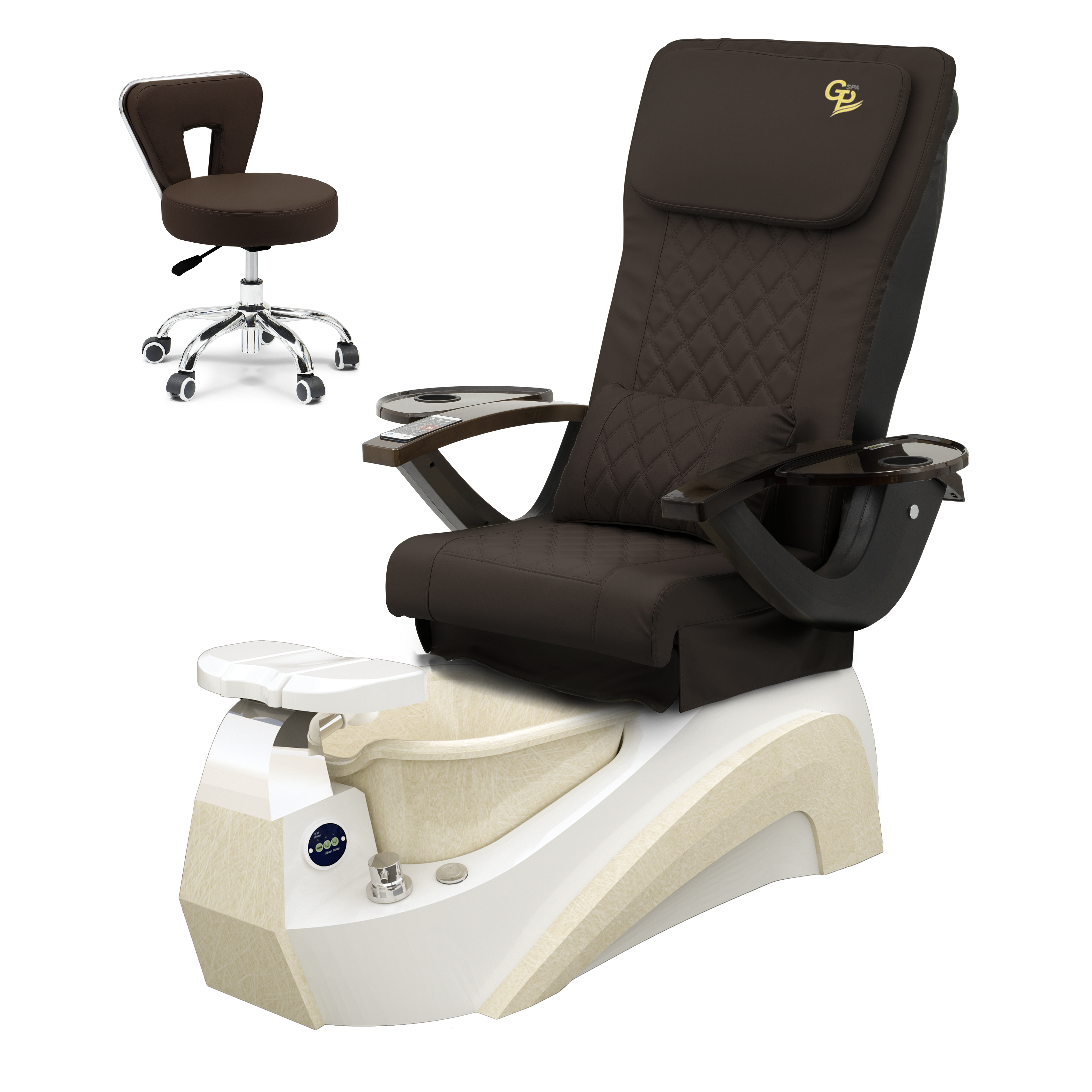 Tarex Pedicure Spa Chair  - White Base - Marble Bowl White - C01 Leather