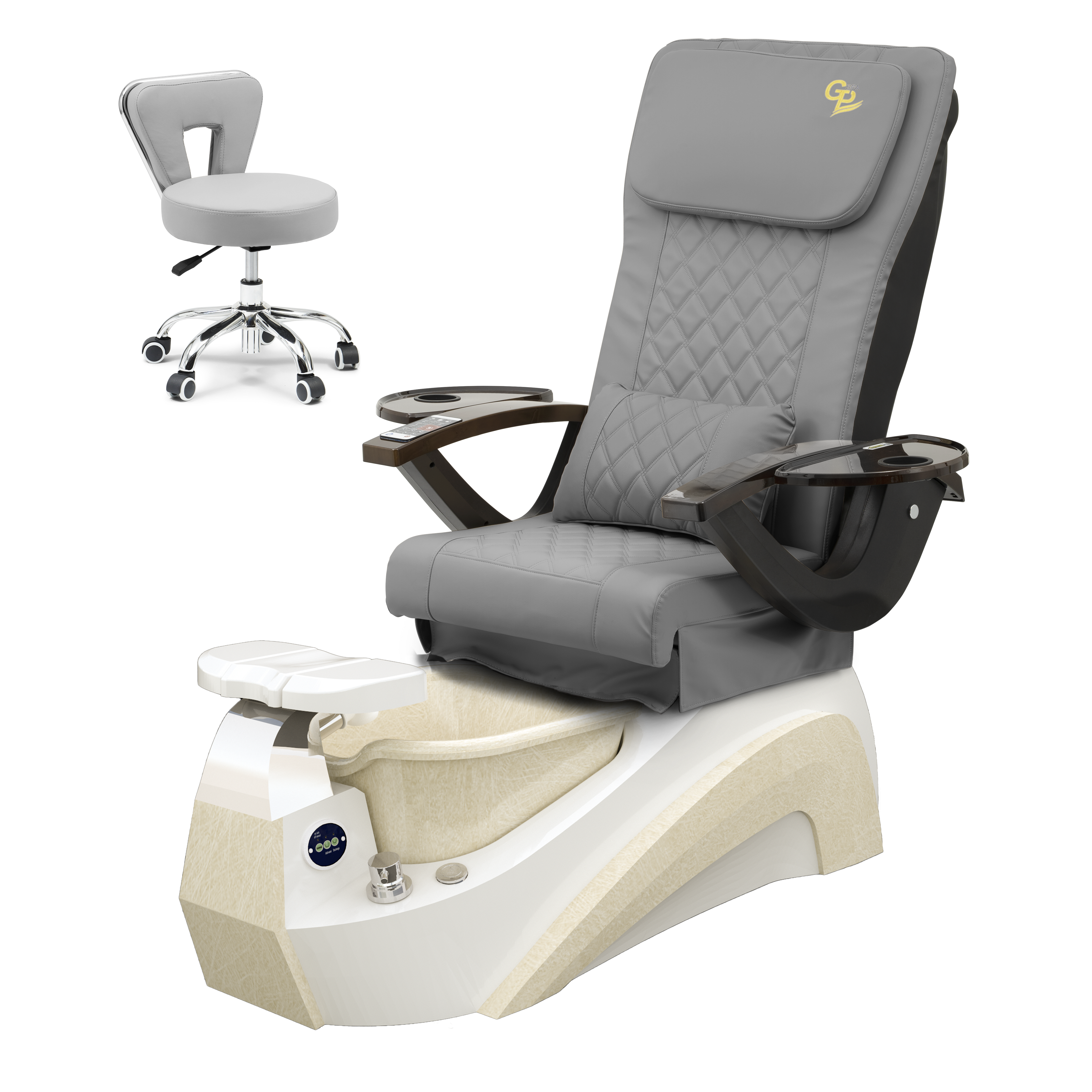 Tarex Pedicure Spa Chair  - White Base - Marble Bowl White - C01 Leather